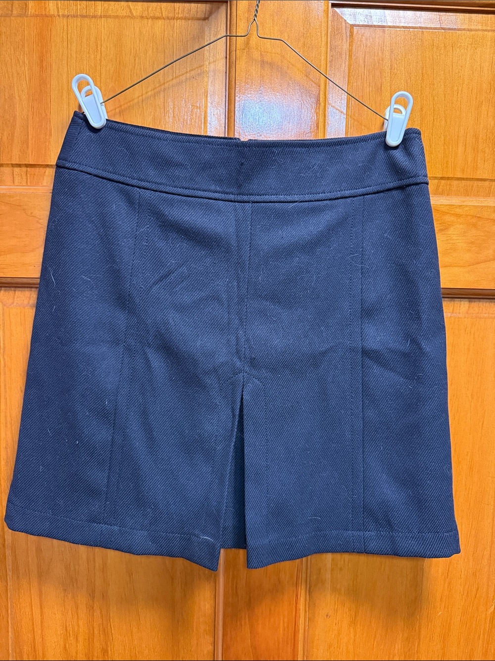 LOFT Navy Blue A-Line Skirt with Front Kick Pleat